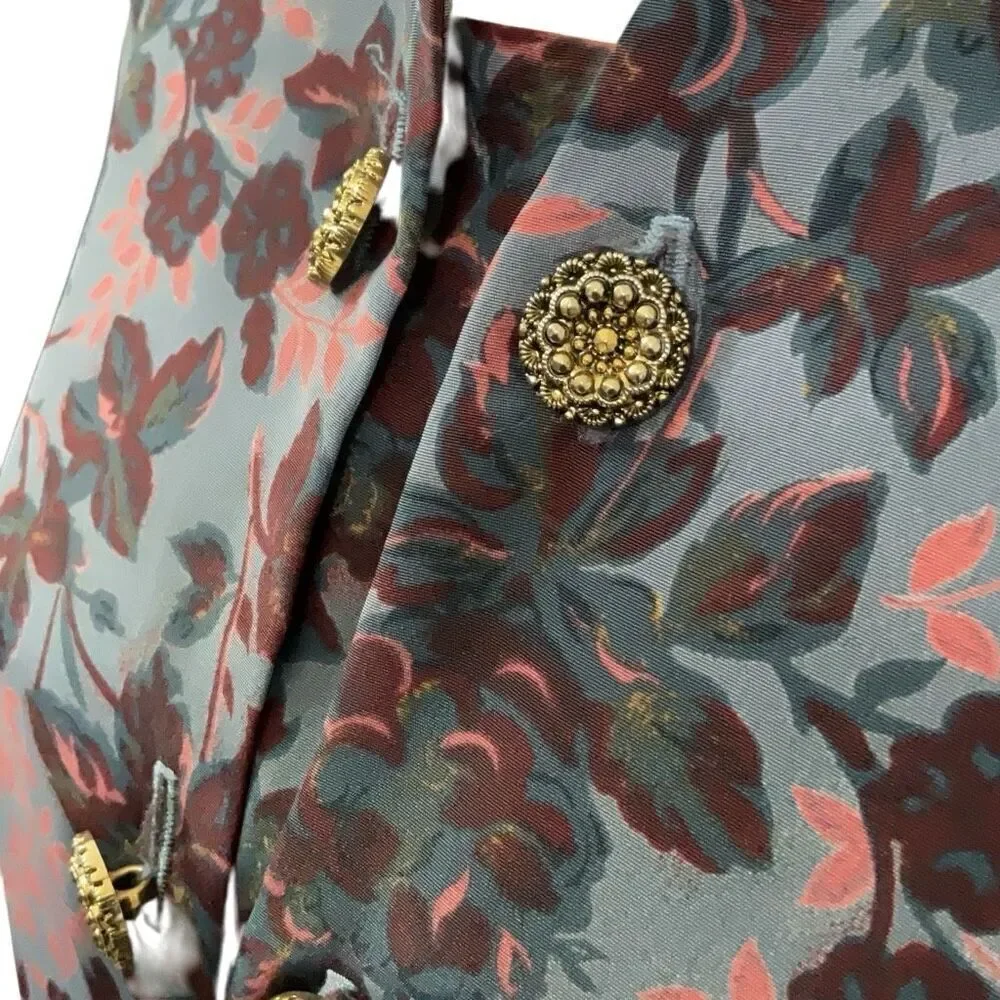 Leslie Fay Dress Jacket Double Breasted Buttons Purple Blue Floral Print Size 18 - Picture 4 of 6